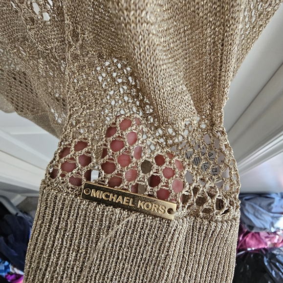 Michael Kors Gold Metalic Mesh Sweater L - Picture 5 of 7